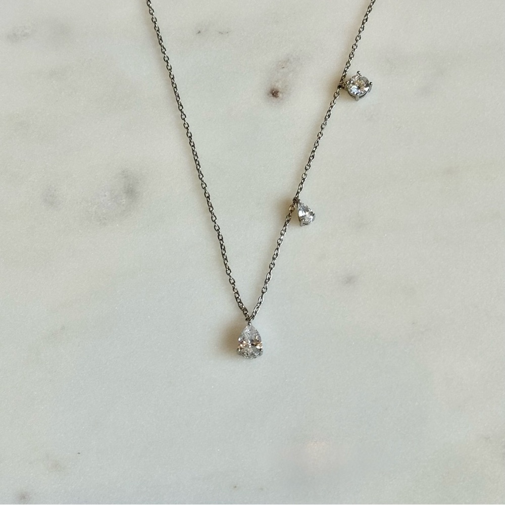 Raindrop Diamond Necklace in 14k white gold plated BRAND NEW!!!